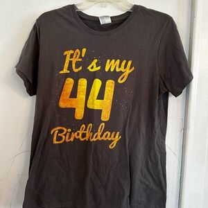 Charcoal Gray Birthday T-Shirt with Gold Print
